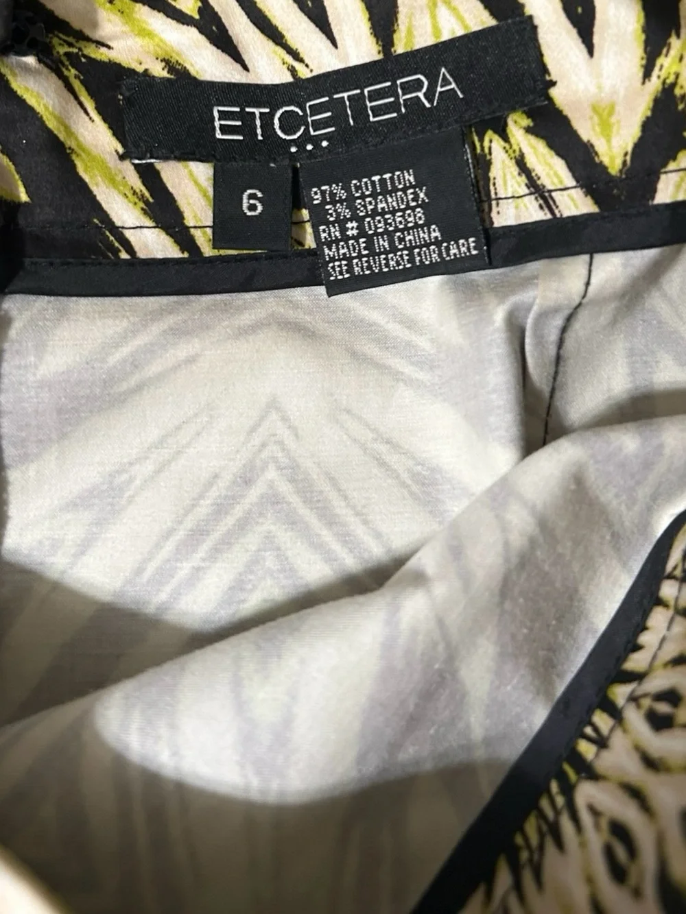 Etcetera Size 6 Geometric Print A-Line Skirt